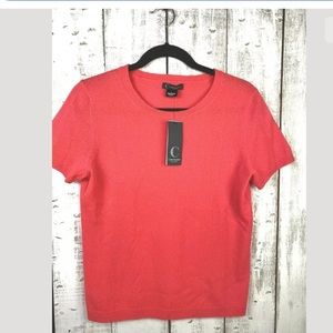 C By Bloomingdale's Red Cashmere Shirt sleeve Sz L